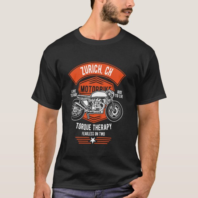 Camiseta Design de Motocicleta Retro Zurique CH (Frente)