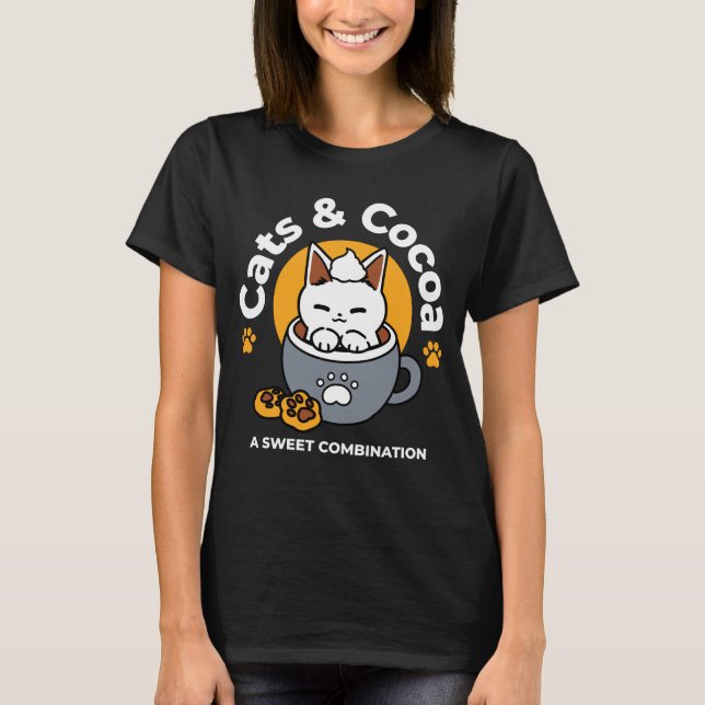 Camiseta Design de Mug Feriado com Cozy Cat e Cookies de Pa (Frente)