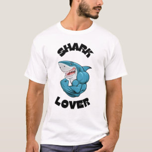 Camiseta Design de Músculo Forte Amante de Tubarão