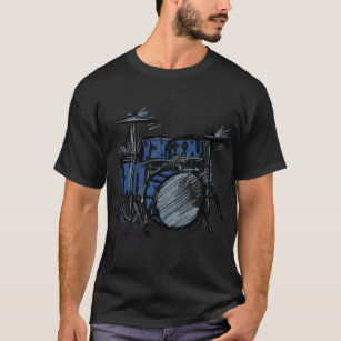 Camiseta Design de música de baterista legal com um esboço 