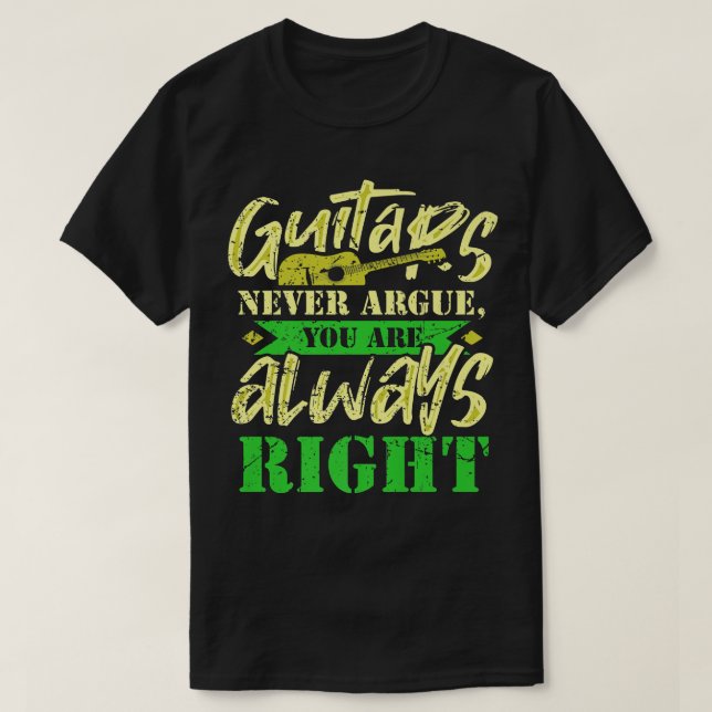 Camiseta Design de Música Engraçada Guitarras Nunca Argumen (Frente do Design)