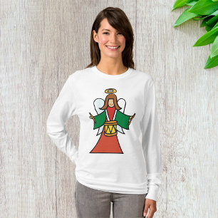 Camiseta Design de Música Natal Angel Drummer Holider