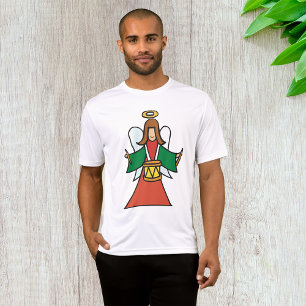 Camiseta Design de Música Natal Angel Drummer Holider