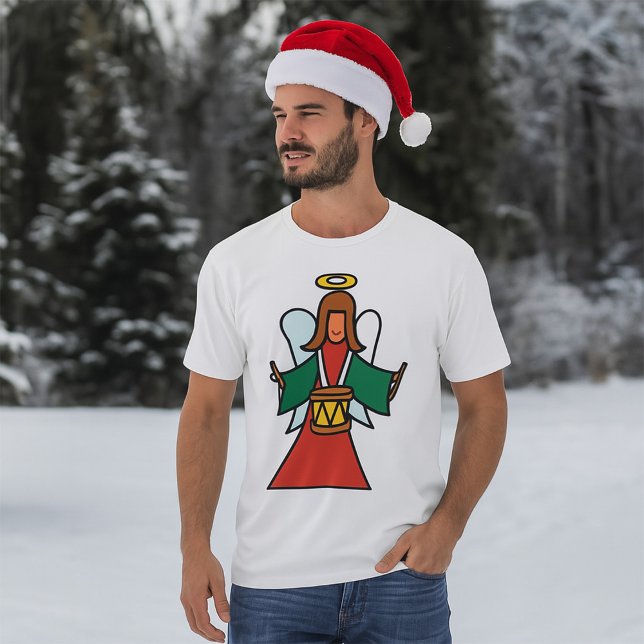 Camiseta Design de Música Natal Angel Drummer Holider (Criador carregado)