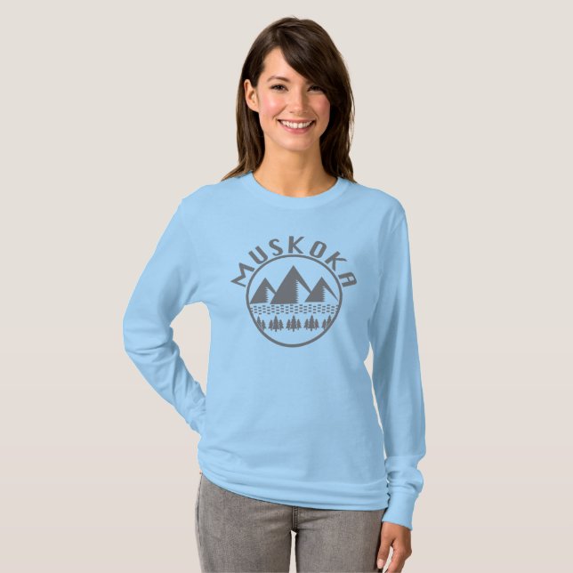 Camiseta Design de Muskoka - Camisa-T Básica de Capa Longa (Frente Completa)