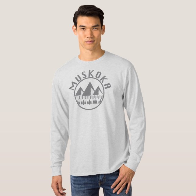Camiseta Design de Muskoka - Camisa-T Básica de Capa Longa (Frente Completa)