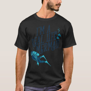 Camiseta Design De Nadação No Oceano De Scuba, Uma Sereia D