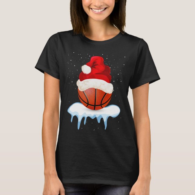 Camiseta Design de Natal da bola de basquete engraçada (Frente)