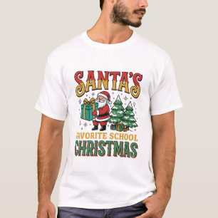 Camiseta Design de Natal da Escola Favorita do Papai Noel