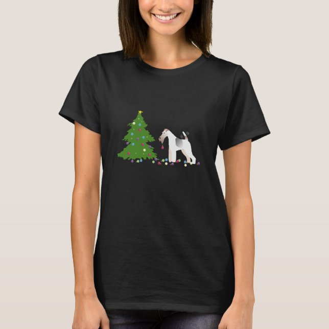Camiseta Design de Natal da Fox Terrier Silhouket (Frente)