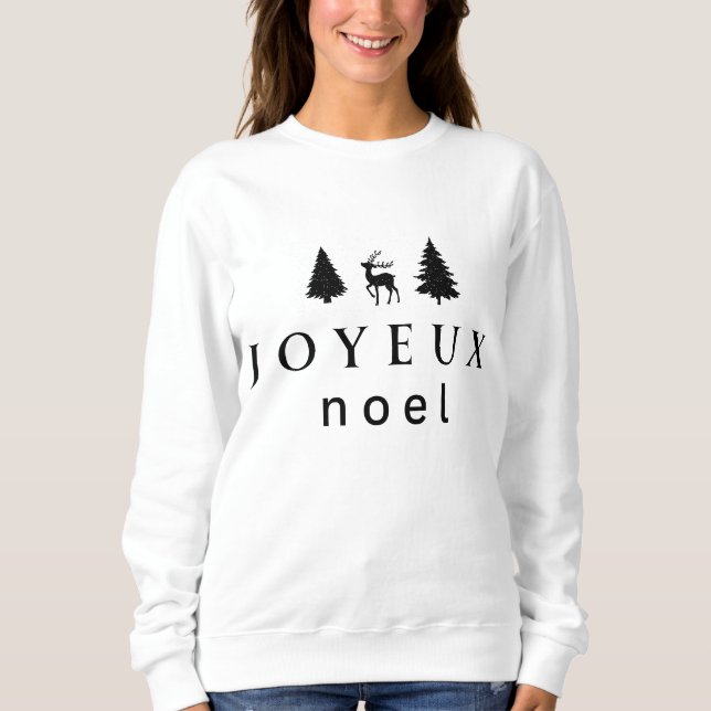 Camiseta Design de Natal de Joyeux Noel com Flocos de Neve (Frente)