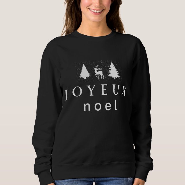 Camiseta Design de Natal de Joyeux Noel com Flocos de Neve (Frente)