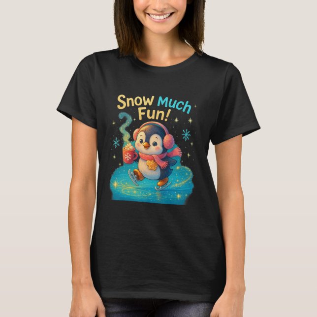 Camiseta Design de Natal de Pinguim Bonito e Divertido (Frente)