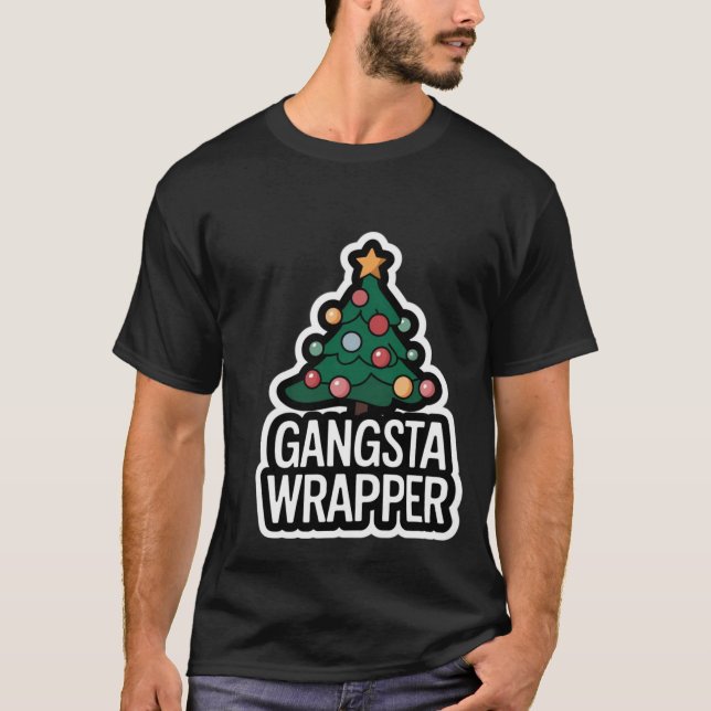 Camiseta Design de Natal Gangsta Wrapper (Frente)