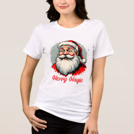 Camiseta Design de Natal Mágico e Alegre do Papai Noel