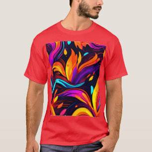 Camiseta Design de Neon Fire com Ícones de Fiery