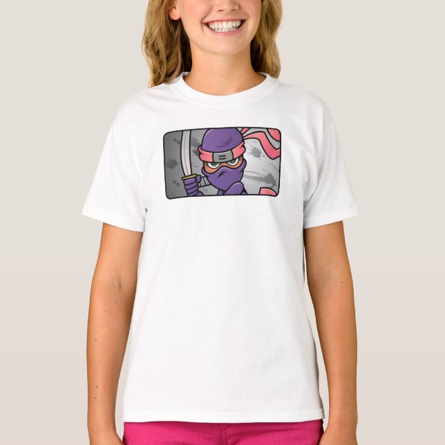 Camiseta Design de Ninja Roxo Personalizável (Frente)