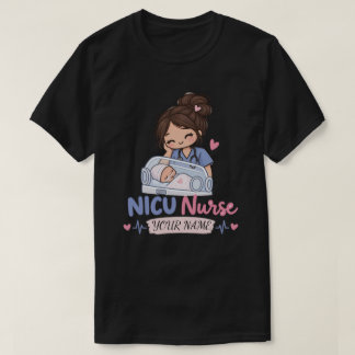 Camiseta Design de Nome de Bebê Enfermeira de UTI Neonatal 