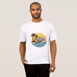 Camiseta Design de Nome de Pôr do Sol Retro Tom