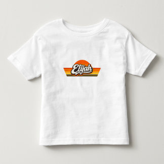 Camiseta Design de Nome Elijah Retro Pôr do Sol