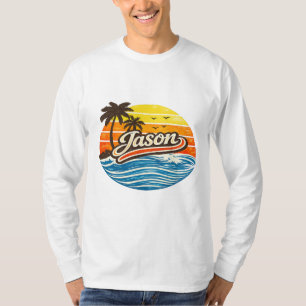 Camiseta Design de Nome Jason Retro Sunset
