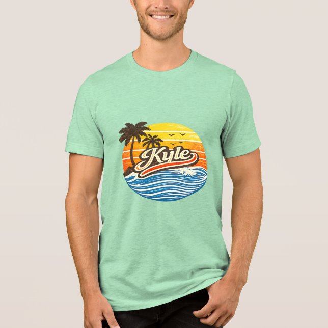 Camiseta Design de Nome Kyle Retro Sunset (Frente)