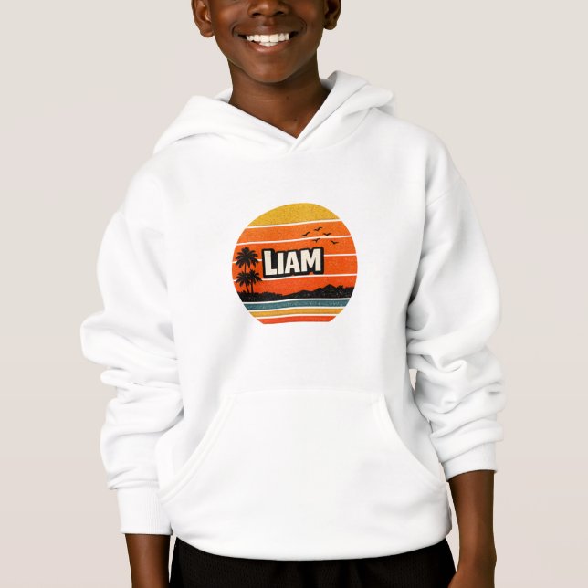 Camiseta Design de Nome Personalizado Liam Retro (Frente)