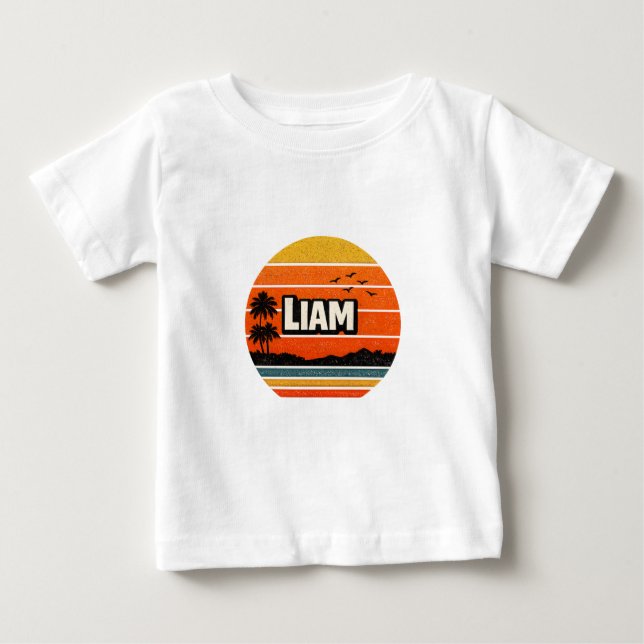 Camiseta Design de Nome Personalizado Liam Retro (Frente)