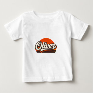 Camiseta Design de Nome Personalizado Oliver Retro Pôr do S