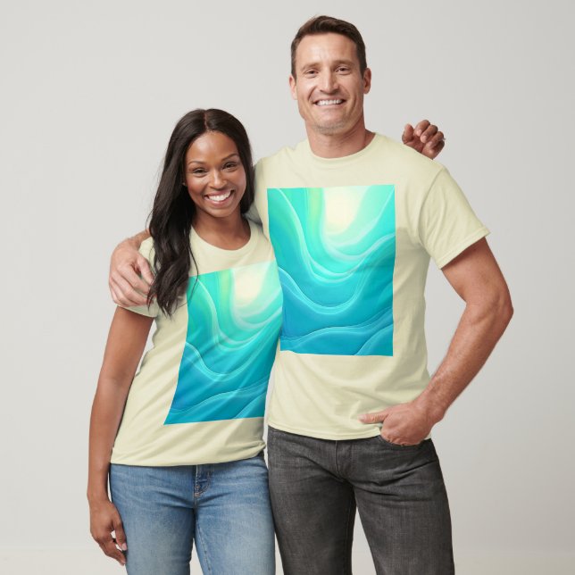 Camiseta Design de Ondas Abstrato da Serenidade do Oceano A (Unissex)