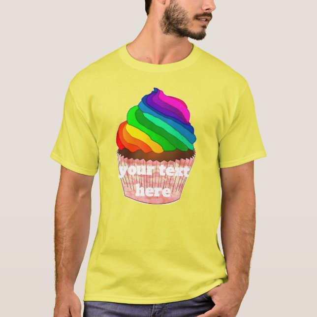 Camiseta Design de Orgulho de Cupcake Arco-íris Personalizá (Frente)