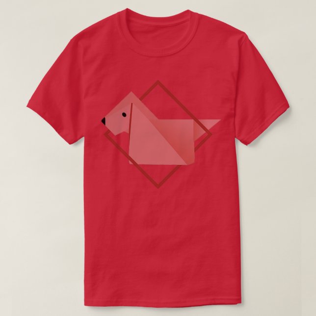 Camiseta Design de origami de cão (Frente do Design)