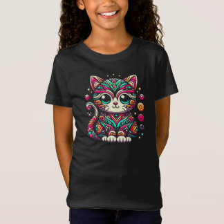 Camiseta Design de Ornamento de Gato Cortado