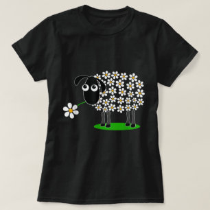 Camiseta Design de Ovelha Floral Fofo