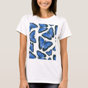 Camiseta Design de padrão de borboleta morfo azul