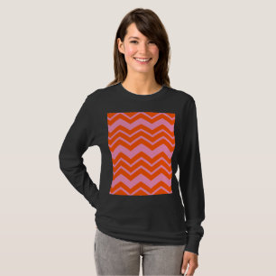 Camiseta Design de padrão de chevron laranja e rosa 