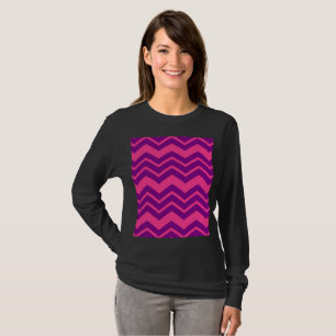 Camiseta Design de padrão de chevron rosa e roxo