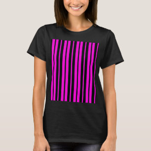 Camiseta Design de Padrão de Faixa Vertical Preta Roxo