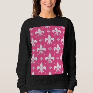 Camiseta Design de padrão de flor-de-lis com fundo rosa