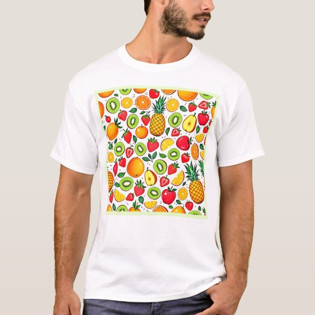 Camiseta Design de padrão de Fruta colorido (Frente)