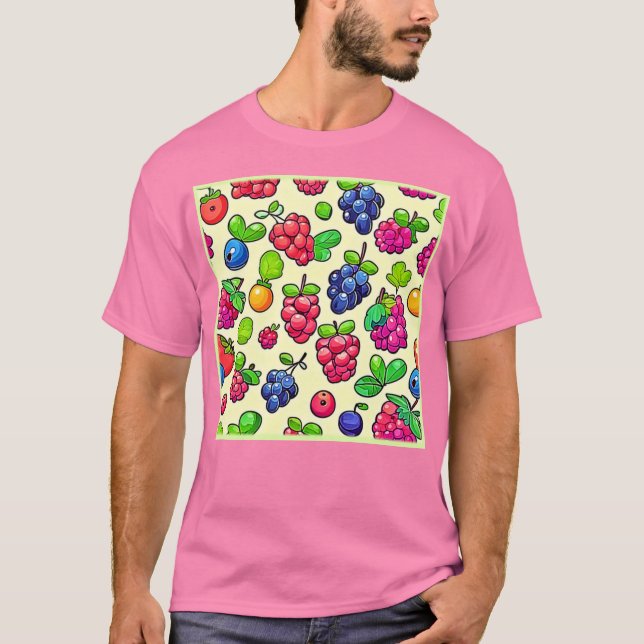 Camiseta Design de Padrão de Fruta de Berry (Frente)