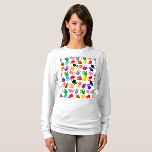 Camiseta Design de padrão de impressão de mão colorida bran