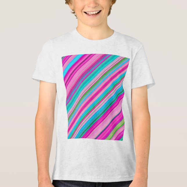 Camiseta Design de padrão de listra de arco-íris vibrante (Frente)
