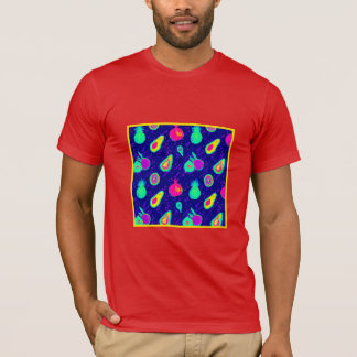 Camiseta Design de Padrão de Neon Fruta Vibrante