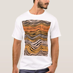 Camiseta Design de Padrão de Stripes de Onda Sem Costura