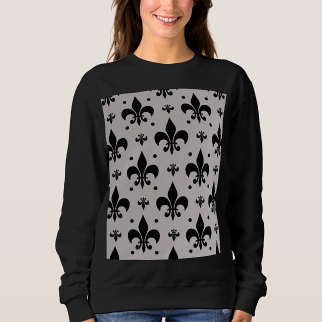 Camiseta Design de Padrão Fleur-de-lis - Fundo da cinza (Frente)