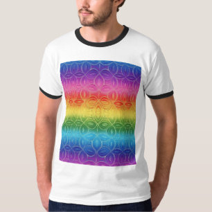 Camiseta Design de Padrão Geométrico Colorido do Arco-Íris