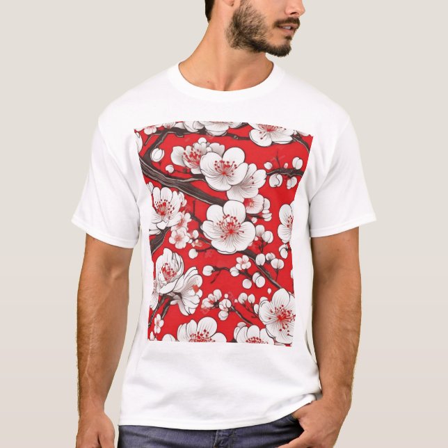 Camiseta Design de Padrão Japonês Tradicional 0042 Tecido P (Frente)
