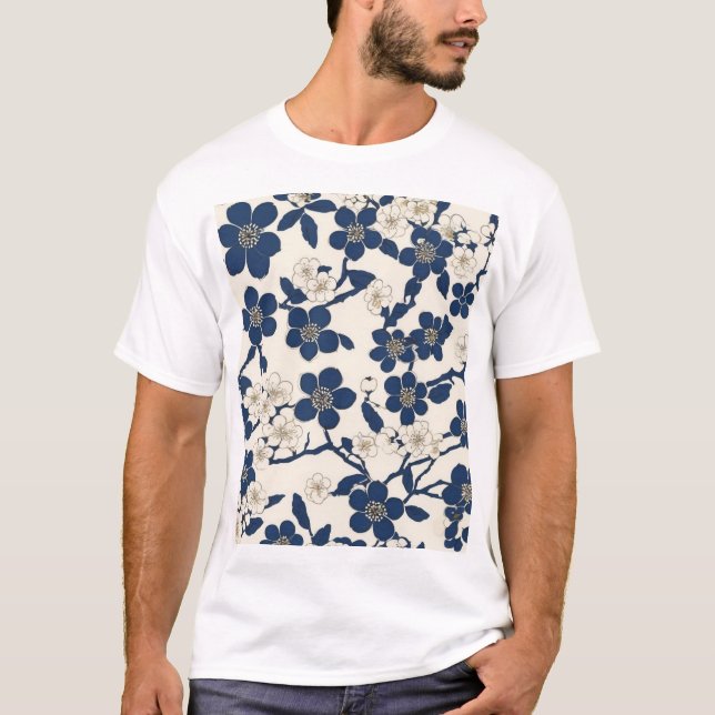 Camiseta Design de padrão japonês tradicional moderno para  (Frente)