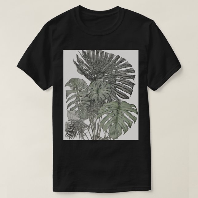 Camiseta Design de Pai de Planta Botânica - Monstera e Sama (Frente do Design)